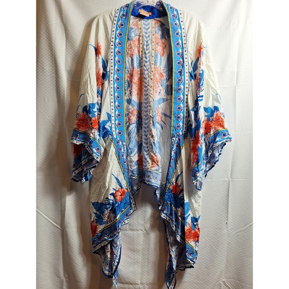 FLYING TOMATO Anthropologie Duster Sz M/L Floral Tropical Boho Cover-Up Topper - Picture 1 of 5